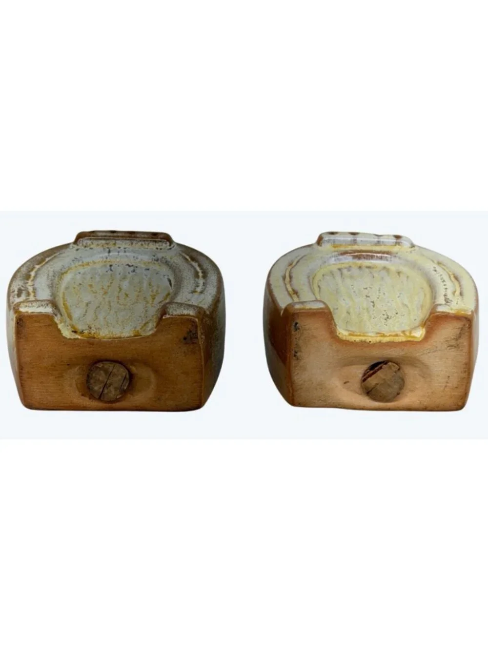 Frankoma Pottery Plainsman Gold Horseshoe Salt & Pepper Shakers Set